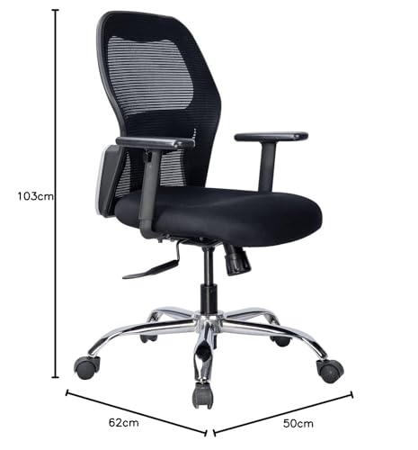 Image of ErgoLab Marvel Office Chair | 3 Year Warranty | Mid Back Ergonomic Mesh Chair for Office Work at Home | Single Lock Mechanism, 1D Armrests | Computer Chair, Revolving Chair with Heavy Chrome Base