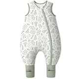 Yoofoss Schlafsack Baby mit Füßen Socken 2.5 Tog Winter Baby Schlafsack mit Beinen Baumwolle Warm Babyschlafsack für 6-18 Monate Kinder Jungen Mädchen 70 cm- Kleines Blatt