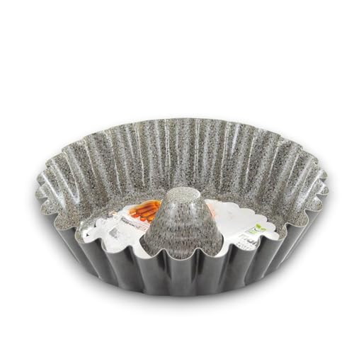 KORAT Stampo Da Forno In Alluminio Ruoto Forma Baba' Con Cono Centrale Ruoto Tradizionale per Casatiello Napoletano Dolce e Salato Rivestimento Effetto Pietra, Torta di Pasqua, Ruoto Dolci (32 cm)