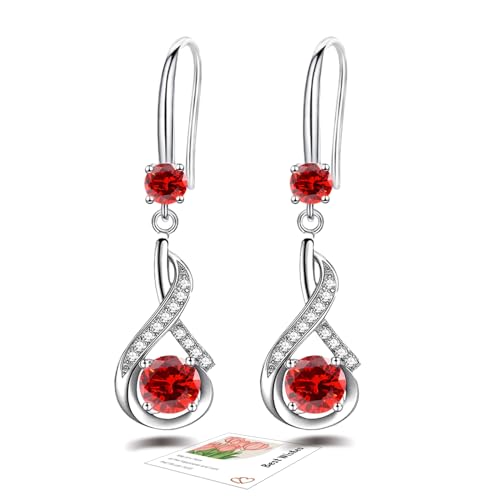 YOEE - Pendientes para mujer, colgantes de plata 925, hipoalergénicos, con piedras de nacimiento de circonio cúbico 5A, regalo de San Valentín, día de la madre, cumpleaños, Circonita cúbica Plata de