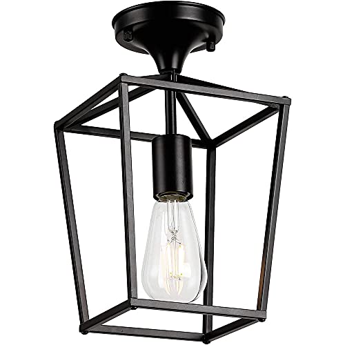 Plafonnier style ferme noir vintage industriel E26 cage pour porche et couloir