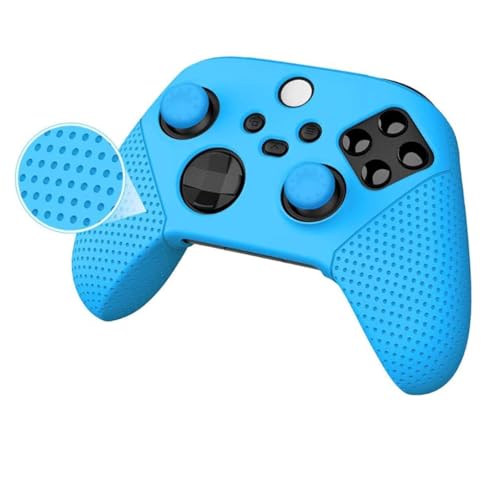 Image of TMG Silicone Cover Case for Xbox Series X /S Controller, Rubber Skin Protector for Xbox Series X /S Controller with Matching Thumb Grips (Blue)