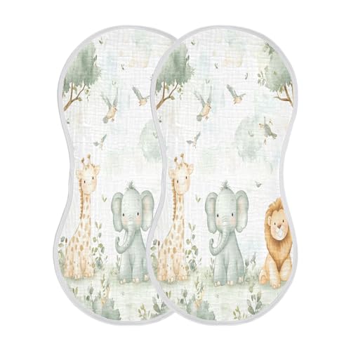 Cute Animals Burp Cloths Cotton Baby Washcloths,Large 22x11in Burping Cloth Absorbent and Soft for Newborn Baby Boys and Girls,2 Pack2