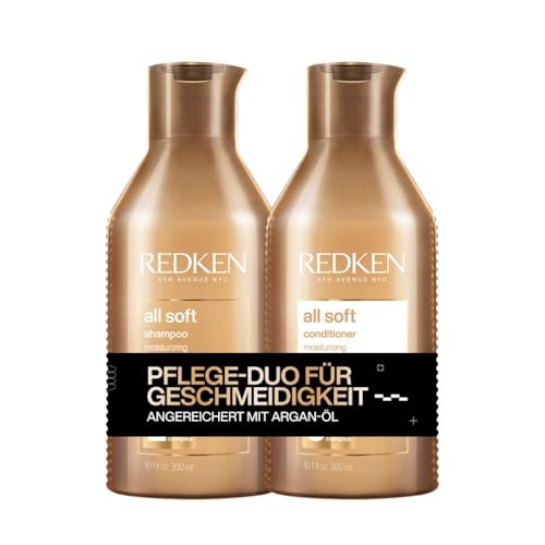 Redken | Pflegeset für trockenes und brüchiges Haar, Belebt und hydratisiert, Mit Omega-6 und Argan-Öl, All Soft Shampoo 300 ml & Conditioner 300 ml Redken | Pflegeset für trockenes und brüchiges Haar, Belebt und hydratisiert, Mit Omega-6 und Argan-Öl, All Soft Shampoo 300 ml & Conditioner 300 ml