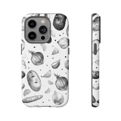 Coque iPhone 14 Pro motif végétal noir et blanc rigide mate
