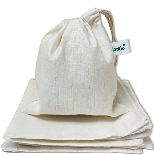 Image of Clarkia 50 Pcs Drawstrings Cotton Bags Muslin Cloth Storage Reusable Pouches for Jewelry Tea Spices Herbs Fruits DIY Wedding Party Gift Bags Craft (3 inch x 4 inch)