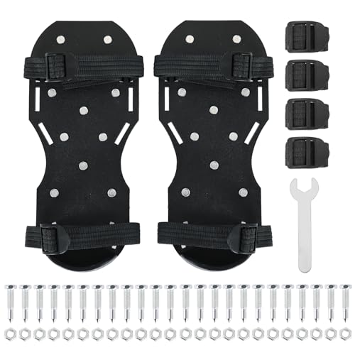 DASBET Gunite Spiked Shoes with Adjustable 4 Straps and 26 Sharp Spikes Black One Size Fits All Lawn Aerator Shoes for Epoxy Floor Coating Installation Lawn Aeration Concrete (Nail Length: 1.1"/28mm)