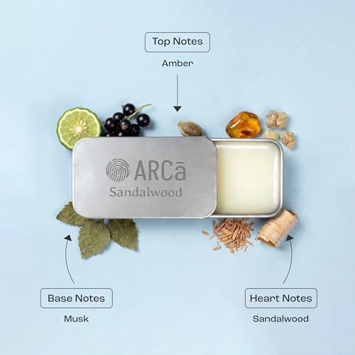 Image of ARCa SandalWood Unisex Solid Perfume | Alcohol Free & Non-Greasy Solid Perfume | Long-Lasting Sandalwood Perfume | Pocket Perfume for Men & Women | Perfume Gifting Pack for Him & Her