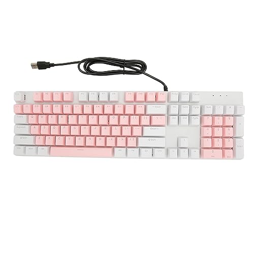 Clavier mécanique filaire 104 touches rose blanc pour dactylographes