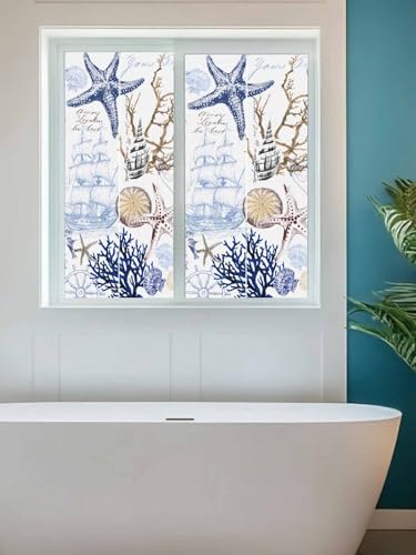 Película para ventana privacidad frost, azul y marrón, 17.7 x 39.3 pulgadas miniatura 4