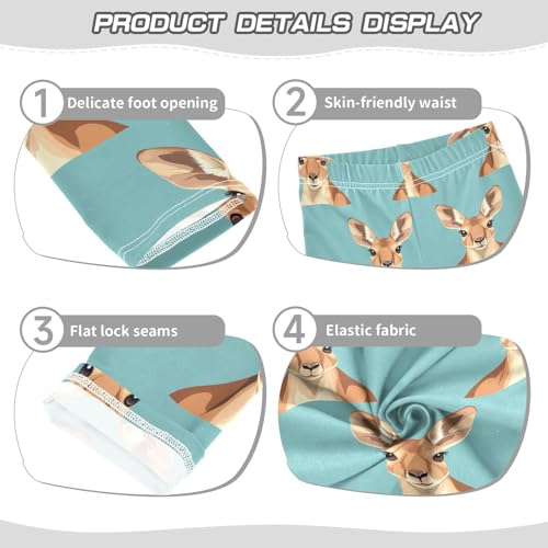 Kangaroo Head Girls Leggings,Workout Leggings for Girls Toddler Athletic Legging Size for 3-10T3