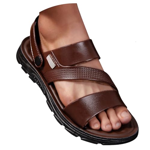 Men's Leather Fashion Sandals Open Toe Slingback Adjustable Ankle Straps Non-Slip Soft Comfortable Slide Sandals Slip-On Beach Sandals2