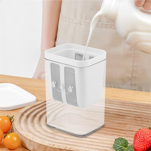 Greek Yogurt Strainer-1100ML (1.16 Quarts) Yoghurt Maker Strainer With Fine Mesh,Lid & Scale Mark,Greek Yogurt Maker,for Whey Separation,Fits Nut Milk,Juice,Tofu,Cheese - Thumbnail 5