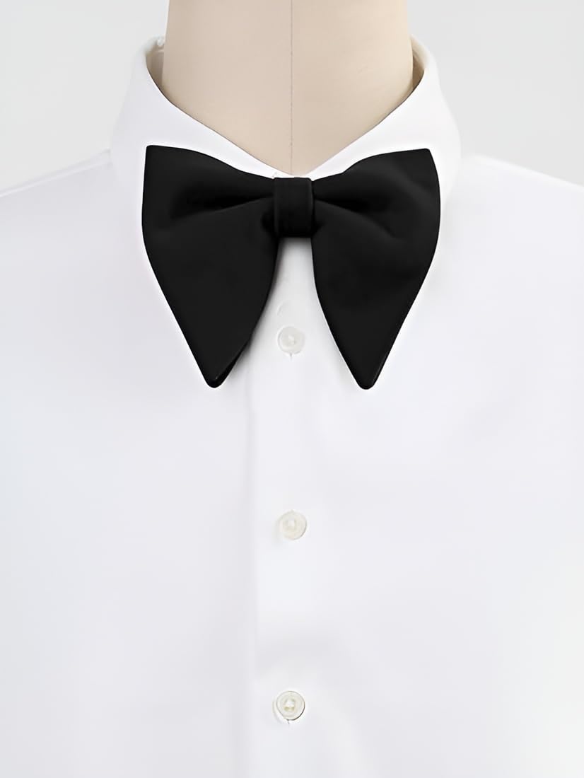 NEUROCLUB Butterfly Men's Bow Tie, Classic Solid Color Pre-Tied Bow Tie for Men Satin Tux Bowtie Adjustable Formal Neck Bowtie Black 3