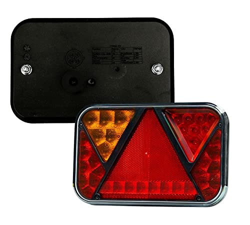 DOJA Barcelona | Pilotos Traseros Remolque LED Rectangular | Triángulo 12v LED | Posicion, STOP, Indicador, Luz Matricula, Antiniebla/Marcha Atras | Piloto Trasero Homologado | Pilotos Remolque