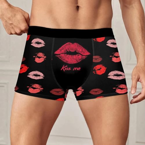Kiss Me Underwear For Men Kiss Marks Soft Stretch Boxer Briefs Funny Graphic Prints Pants Breathable Underwear2