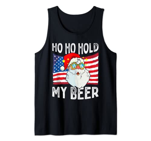 Ho Ho Hold My Beer Christmas in July - Papá Noel divertido para adultos Camiseta sin Mangas