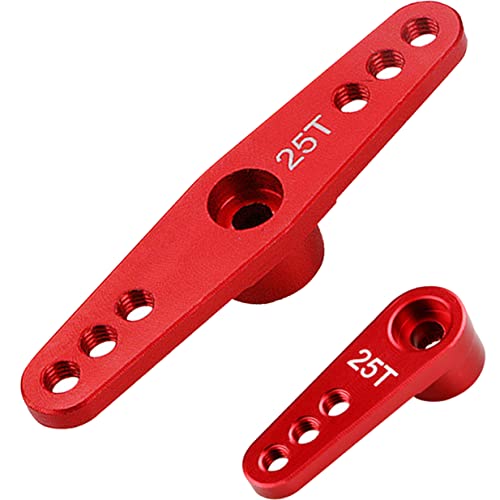 2Pack Sharegoo 25T Metal Servo Horn M3 Threads Steering Servo Arm Server Rocker Compatible With Futaba Savox Power Hd Hsp Mg995 Mg996 Servos Motor 1/8 1/10 Rc Car Truck,Red #TOP21