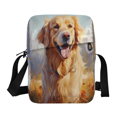 messenger bag crossbody crossbody bag Shoulder Hand Bag For Woman Adjustable Strap for business business- Ink Style Golden Retriever Yellow