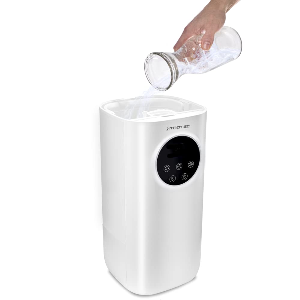TROTEC Luftbefeuchter B 7 E – Ultraschall Befeuchter mit Aroma-Diffusor – Räume bis 30 m²/ 75 m³, Luftreiniger mit Carbon-Luftfilter, UV-Lampe, 5 l Tank, Nachtmodus
