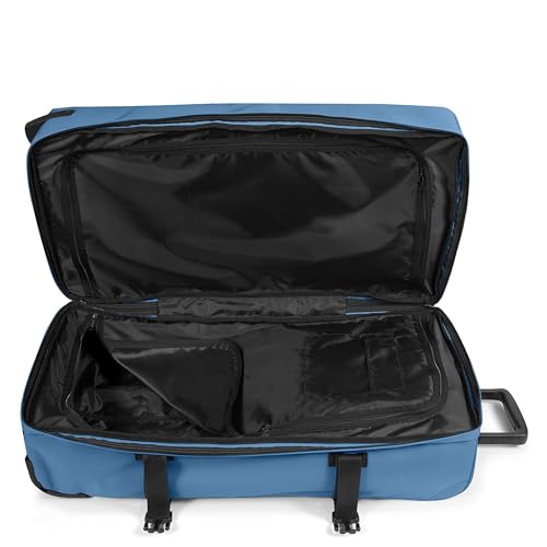 Image of EASTPAK Tranverz L - 121L Large Soft Sided Checked Luggage, Dual Compartments, TSA Lock, Compression Straps & Smooth Inline Wheels, Aviator Blue