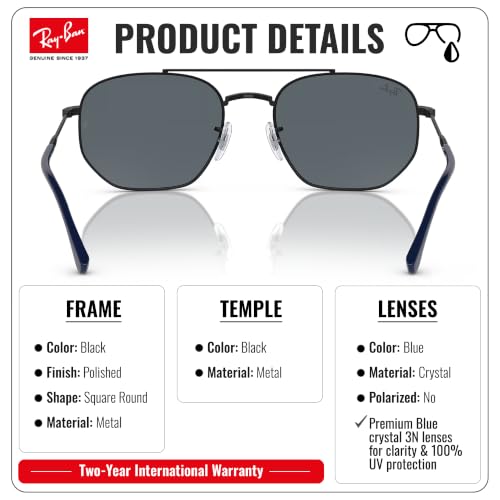 Image of Ray-Ban RB3707 Square-Round Sunglasses with Official RAYBAN Eyewear Kit