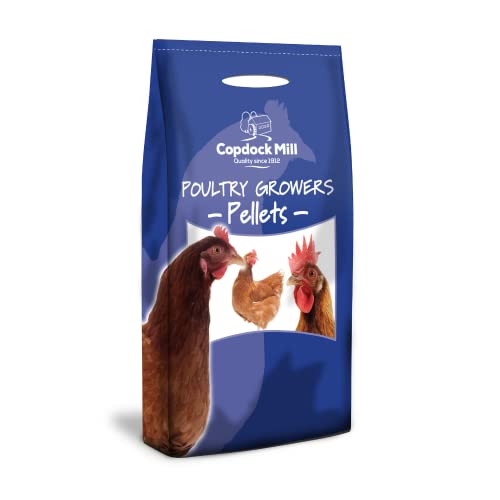 Copdock Mill Poultry Growers Pellets 5kg - Chicken Feed to Support Growth from Chick to Adult - Suitable for Chickens 6 Weeks Old - High Protein Chicken Food