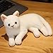 ZHQMeos Simulazione Cuscino Gattino Gatto Peluche Regalo Piccolo Gatto,Gatto Bianco sdraiato di Lato