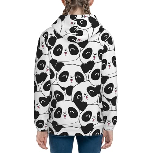 Panda Bear Kids Pullover Hoodies Boys Sweatshirts Girls Athletic Clothes with Pocket4