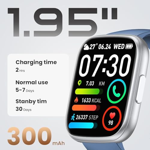 T80 Smartwatch 1.95" Fitness Watch for Men Women