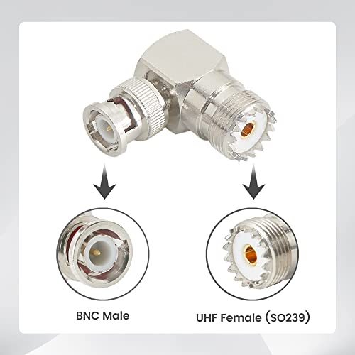 Conector coaxial Anina BNC macho a UHF hembra ángulo recto 2-Pack miniatura 5