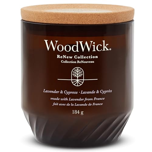 WoodWick Renew Scented Candle with Crackling Wick, Lavender & Cypress, Medium