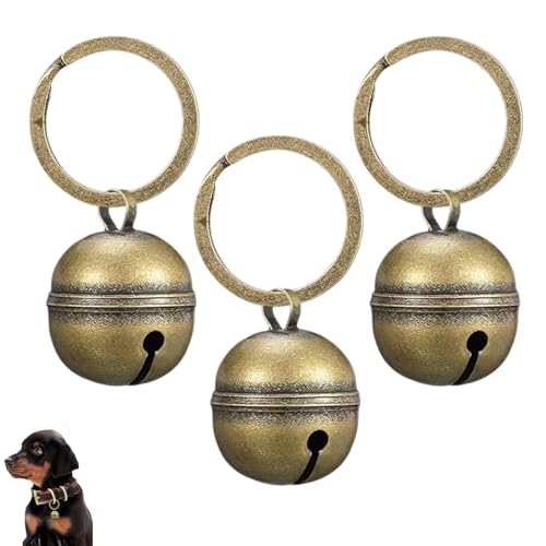 3 Pcs Clochette Chien, Laiton Sonnette pour Chien Chasse Extra Forte Breloques en Laiton Résistant, Cloches Pendentif Breloque d'animal pour Colliers Chat...