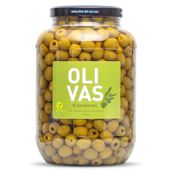 OLIVAS Sevillanas / 2.500 g (Gallone) * Ohne Kern * Milde Manzanilla Oliven aus Sevilla - das Original