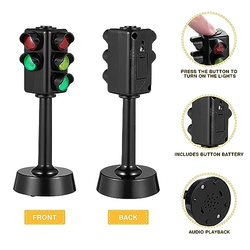 zalati Ampel-Spielzeug, Mini-Ampel mit LED-Lampe und Geräuschen für pädagogisches Lernspielzeug, Szenenbau, Puppenhaus-Dekoration