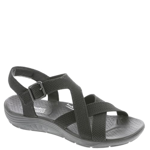 Skechers USA Reggae CupClean Lines - Sandalias para mujer, Negro/Negro, 39 EU