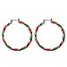 Christmas Wreath Hoop Pierced Earrings For Women Girls Red Green Alloy RareLove