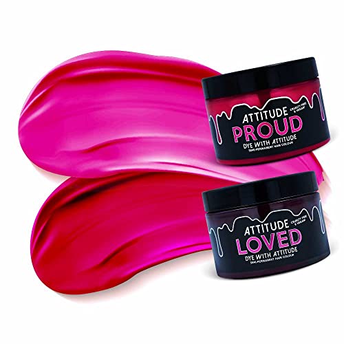 Attitude Hair Dye Coloration semi permanente PRETTY IN PINK Duo Ensemble combiné de 2 pots de teinture pour les cheveux Rose Cover