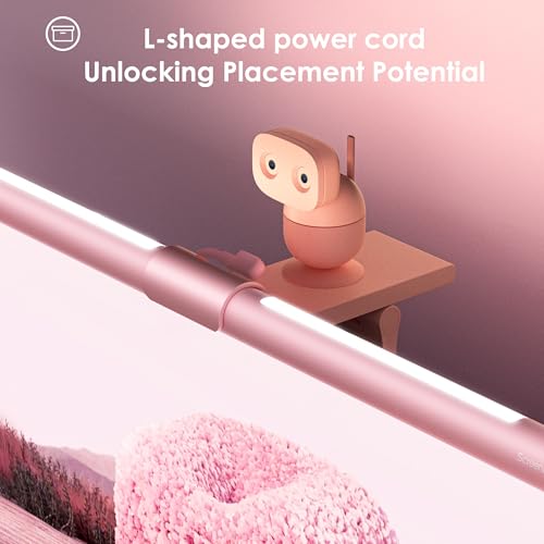 Image of Quntis Pink Monitor Light Bar with Remote, Eye-Care No Glare, Space Saving Computer Desk Lamp As Gifts for Girls, Stepless Dimming, Modern Aesthetic Desk Light Bar for Home Office Gaming Reading