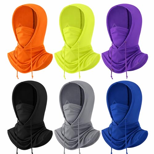 Image of Patelai 6 Pcs Summer Balaclava UV Face Mask Sun Protection Cooling Hood Full Head Face Cover for Women Men Cycling Fishing