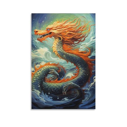 Peinture sur toile de dragon chinois HEBVNJF pour décoration salon