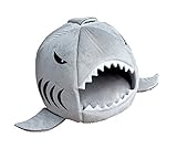 KOJIMA Shark Round House Puppy Bed with Pet Bed Mat, Small to Medium (Gray, Small)