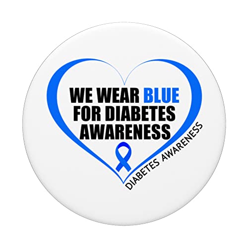 Diabetes Day T1D T2D We Wear Blue For Diabetes Awareness PopSockets Swappable PopGrip, Black - Image 3