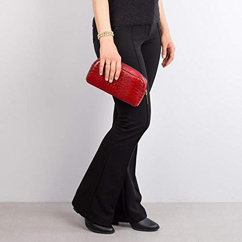 Necessaire feminina grande de couro Adriana - Vermelho