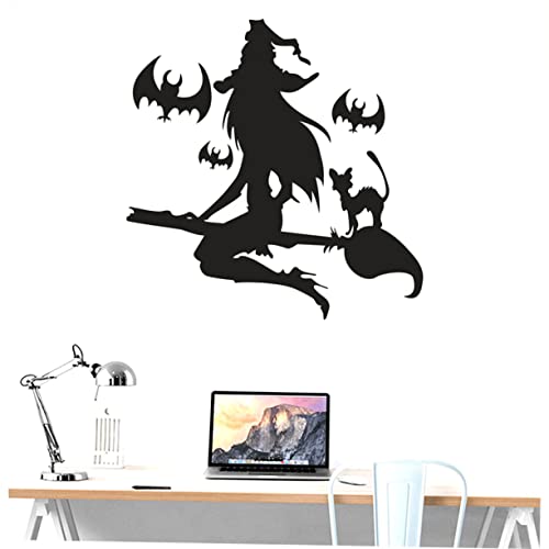 Adocarn Black Trim Window Decal Removable Wall Stickers Halloween Decals For Walls Nursery Wall Decorations Wall Decals Mural Party Supplies The Witch Detachable Black Wallpaper Mural #TOP4