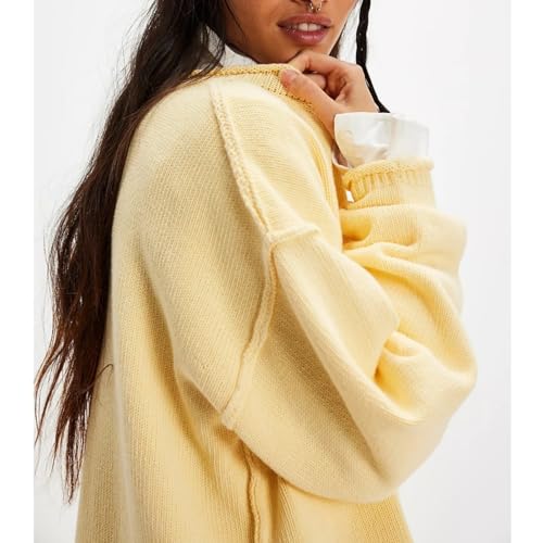 Womens Casual Oversized Sweater Reverse Seam Crew Neck Long Sleeve Knit Tops Loose Fit Pullover Sweaters4