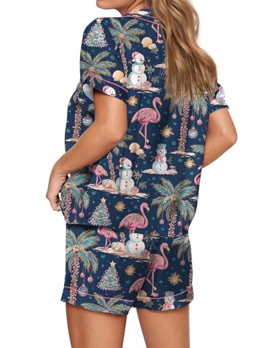 Image of SHESHOW Satin Pajamas for Women Set Preppy Animals Pjs Short Sleeve Shorts 2 Piece Loungewear Sets XS-XXL