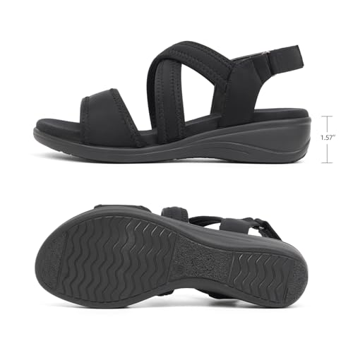 Women's Orthopedic Sandals Low Wedge Comfortable Walking Orthotic Arch Support Casual Sandals with Memory Foam2
