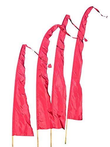 Asiastyle Balifahne | Farbe: dunkelrot | 4 Meter lang | ohne Stange | aus echtem Satin | Originale Umbul Fahne