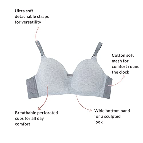 Image of NYKD Women's Cotton Lightly Padded Seamless Wire Free Everyday T-Shirt Bra for Women Daily Use Wireless, 3 /4th Coverage - NYB002